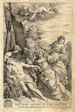  Lodovico Lana  (Codigoro, 1597 - Modena, 1646) : San Sebastiano curato da sant'Irene e dalle pie donne.  - Auction Books & Graphics - Libreria Antiquaria Gonnelli - Casa d'Aste - Gonnelli Casa d'Aste