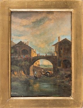  Emilio Papini  (Firenze, 1870 - 1950) : Ponte e case.  - Asta Libri & Grafica - Libreria Antiquaria Gonnelli - Casa d'Aste - Gonnelli Casa d'Aste