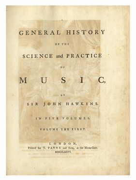  Hawkins John : A General History of the Science and Practice of Music [...] in five volumes.  - Asta Libri & Grafica - Libreria Antiquaria Gonnelli - Casa d'Aste - Gonnelli Casa d'Aste