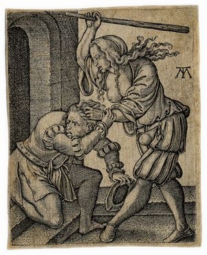  Monogrammista MT (Martin Treu)  (attivo in Germania 1540-1550, ) : La battaglia per i pantaloni.  - Auction Books & Graphics - Libreria Antiquaria Gonnelli - Casa d'Aste - Gonnelli Casa d'Aste