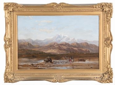  Clarkson Frederick Stanfield  (Sunderland, 1793 - Londra, 1867) [attribuito a] : Crossing the Magra. The Carrara Mountains in the distance.  - Auction Books & Graphics - Libreria Antiquaria Gonnelli - Casa d'Aste - Gonnelli Casa d'Aste