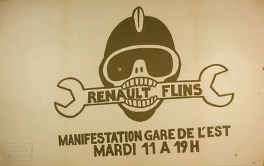  Incisione, Arte : Renault flins. Manifestation Gare de l'est mardi 11 a 19h.  - Auction Books & Graphics - Libreria Antiquaria Gonnelli - Casa d'Aste - Gonnelli Casa d'Aste