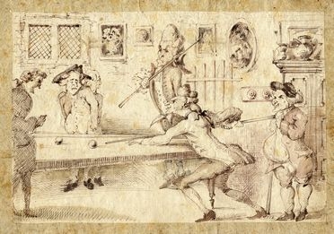  Anonimo del XVIII secolo : Il gioco del biliardo.  - Auction Books & Graphics - Libreria Antiquaria Gonnelli - Casa d'Aste - Gonnelli Casa d'Aste