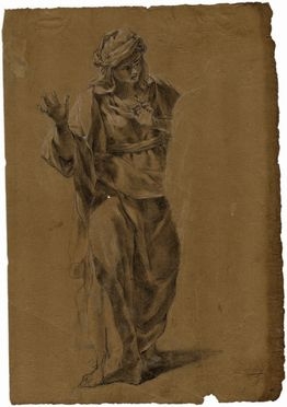  Jacopo Alessandro Calvi (detto il Sordino)  (Bologna, 1740 - 1815) : Figura giovanile con ampia veste panneggiata e turbante.  - Asta Libri & Grafica - Libreria Antiquaria Gonnelli - Casa d'Aste - Gonnelli Casa d'Aste