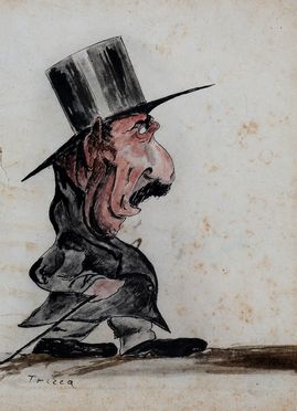  Angelo Tricca  (Sansepolcro, 1817 - Firenze, 1884) : Personaggio caricaturale.  - Asta Libri & Grafica - Libreria Antiquaria Gonnelli - Casa d'Aste - Gonnelli Casa d'Aste