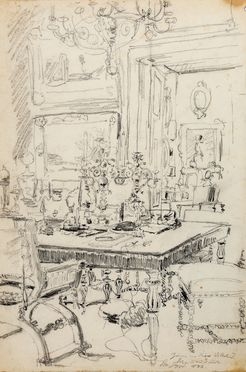  Ernst Moritz Geyger  (Rixdorf, 1861 - Marignolle (Firenze), 1941) : Interno con suppellettili.  - Auction Books & Graphics - Libreria Antiquaria Gonnelli - Casa d'Aste - Gonnelli Casa d'Aste