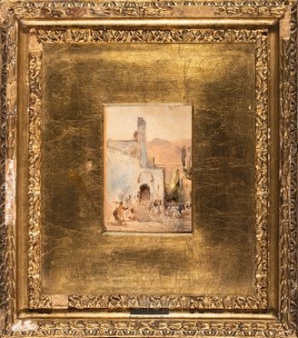  Giacinto Gigante  (Napoli, 1804 - Napoli, 1876) : Paesaggio con figure.  - Auction Books & Graphics - Libreria Antiquaria Gonnelli - Casa d'Aste - Gonnelli Casa d'Aste