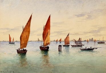  Frans Vervloet  (Mechelen, 1795 - Venezia, 1872) : Barche a Venezia.  - Asta Libri & Grafica - Libreria Antiquaria Gonnelli - Casa d'Aste - Gonnelli Casa d'Aste
