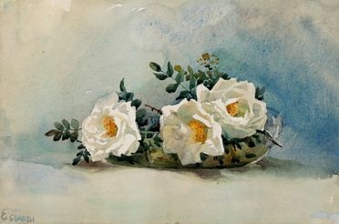 Emma Ciardi  (Venezia, 1879 - 1933) : Natura morta con rose bianche.  - Auction Books & Graphics - Libreria Antiquaria Gonnelli - Casa d'Aste - Gonnelli Casa d'Aste