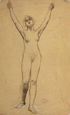  Georges Antoine Rochegrosse  (Versailles, 1859 - El Biar, 1938) : Nudo femmile con le braccia sollevate.  - Asta Libri & Grafica - Libreria Antiquaria Gonnelli - Casa d'Aste - Gonnelli Casa d'Aste
