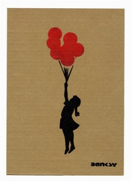  Banksy  (Bristol, 1974) : Flying Balloons Girl.  - Asta Arte Moderna e Contemporanea [ASTA A TEMPO - PARTE II] - Libreria Antiquaria Gonnelli - Casa d'Aste - Gonnelli Casa d'Aste