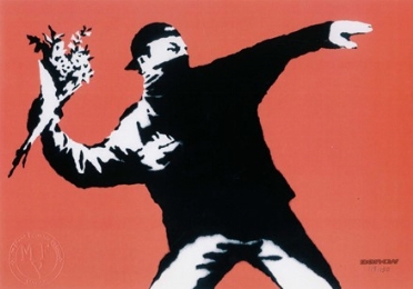  Banksy  (Bristol, 1974) [da] : Flower Thrower.  - Asta Arte Moderna e Contemporanea [ASTA A TEMPO - PARTE II] - Libreria Antiquaria Gonnelli - Casa d'Aste - Gonnelli Casa d'Aste