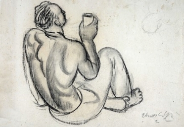  Elisabeth Chaplin  (Fontainebleau, 1890 - Firenze, 1982) : Nudo maschile.  - Asta Arte Moderna e Contemporanea [ASTA A TEMPO - PARTE II] - Libreria Antiquaria Gonnelli - Casa d'Aste - Gonnelli Casa d'Aste