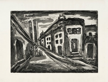  Georges Rouault  (Paris, 1871 - 1958) : Rue des solitaires.  - Auction Modern and Contemporary Art [II Part ] - Libreria Antiquaria Gonnelli - Casa d'Aste - Gonnelli Casa d'Aste