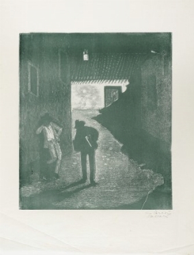  Giuseppe Biasi  (Sassari, 1885 - Adorno Micca, 1945) : Serenata notturna.  - Auction Modern and Contemporary Art [II Part ] - Libreria Antiquaria Gonnelli - Casa d'Aste - Gonnelli Casa d'Aste