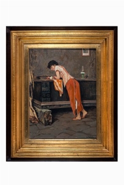  Ludovico Pogliaghi  (Milano, 1857 - Varese, 1950) : Donna con pulcino.  - Auction Modern and Contemporary Art [II Part ] - Libreria Antiquaria Gonnelli - Casa d'Aste - Gonnelli Casa d'Aste