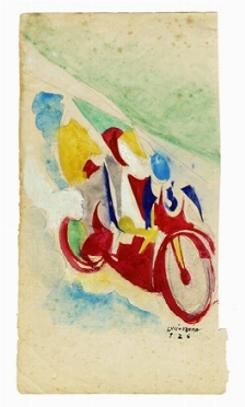  Lucio Venna Landsmann  (Venezia, 1897 - Firenze, 1974) : Studio per Il Motociclista in movimento.  - Auction Modern and Contemporary Art [II Part ] - Libreria Antiquaria Gonnelli - Casa d'Aste - Gonnelli Casa d'Aste
