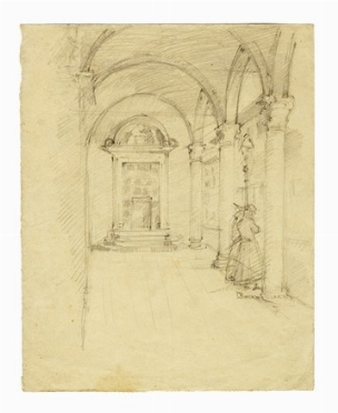  Odoardo Borrani  (Pisa, 1833 - Firenze, 1905) : Scorcio con portico.  - Auction Modern and Contemporary Art [II Part ] - Libreria Antiquaria Gonnelli - Casa d'Aste - Gonnelli Casa d'Aste