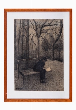  Fillide Levasti Giorgi  (Firenze, 1883 - 1966) : Uomo che legge sulla panchina.  - Auction Modern and Contemporary Art [II Part ] - Libreria Antiquaria Gonnelli - Casa d'Aste - Gonnelli Casa d'Aste