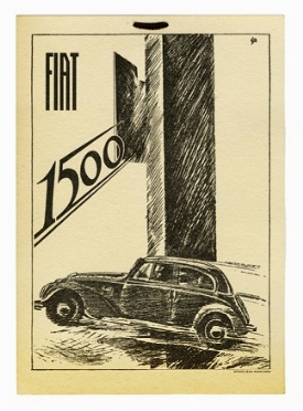 Mario Sironi  (Sassari, 1885 - Milano, 1961) : Fiat 1500.  - Auction Modern and Contemporary Art [II Part ] - Libreria Antiquaria Gonnelli - Casa d'Aste - Gonnelli Casa d'Aste