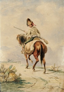  Arthur John Strutt  (Chelmsford, 1818 - Roma, 1888) : Brigante a cavallo.  - Auction Modern and Contemporary Art [II Part ] - Libreria Antiquaria Gonnelli - Casa d'Aste - Gonnelli Casa d'Aste