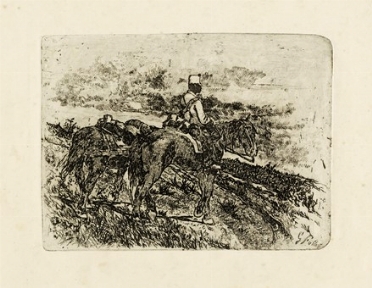  Giovanni Fattori  (Livorno, 1825 - Firenze, 1908) : Artigliere con due cavalli.  - Auction Modern and Contemporary Art [II Part ] - Libreria Antiquaria Gonnelli - Casa d'Aste - Gonnelli Casa d'Aste