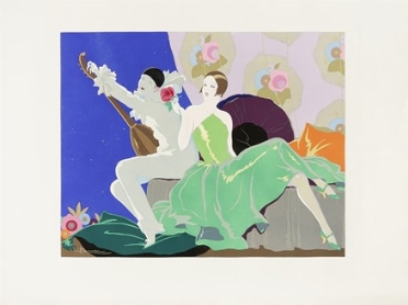 Adolfo Busi  (Faenza, 1891 - Bologna, 1977) : Donna e Pierrot.  - Auction Modern and Contemporary Art [II Part ] - Libreria Antiquaria Gonnelli - Casa d'Aste - Gonnelli Casa d'Aste
