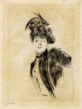  Giovanni Boldini  (Ferrara, 1842 - Parigi, 1931) : Ritratto di donna.  - Auction Modern and Contemporary Art [II Part ] - Libreria Antiquaria Gonnelli - Casa d'Aste - Gonnelli Casa d'Aste