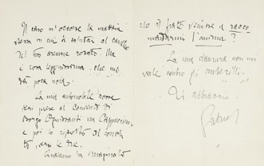  D'Annunzio Gabriele : Lettera autografa firmata.  - Asta Libri, autografi e manoscritti - Libreria Antiquaria Gonnelli - Casa d'Aste - Gonnelli Casa d'Aste