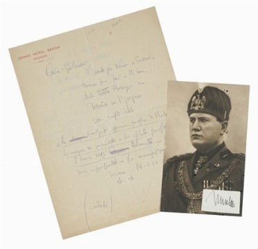  Mussolini Benito : Lettera autografa firmata, inviata da Bologna a [Sandro] Giuliani.  - Asta Libri, autografi e manoscritti - Libreria Antiquaria Gonnelli - Casa d'Aste - Gonnelli Casa d'Aste