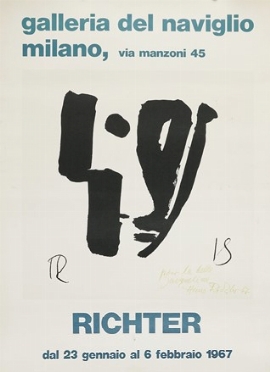  Richter Hans : Dedica autografa su manifesto della mostra Richter presso la Galleria  [..]