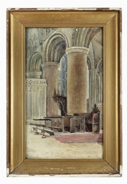  Luigi Bisi  (Milano, 1814 - 1886) : Interno di cattedrale.  - Auction Ancient, Oriental, Modern and Contemporary Art  [II part] - Libreria Antiquaria Gonnelli - Casa d'Aste - Gonnelli Casa d'Aste