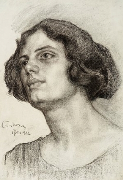  Cesare Tallone  (Savona, 1853 - Milano, 1919) : Volto di ragazza.  - Asta Arte Antica, Orientale, Moderna e Contemporanea [parte II] - Libreria Antiquaria Gonnelli - Casa d'Aste - Gonnelli Casa d'Aste