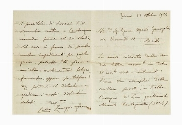  Ferrani Cesira : 2 lettere autografe e 1 sonetto a stampa dedicato alla cantante.  - Asta Libri, autografi e manoscritti - Libreria Antiquaria Gonnelli - Casa d'Aste - Gonnelli Casa d'Aste