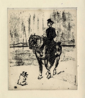  Henri (de) Toulouse-Lautrec  (Albi, 1864 - Malrom, 1901) [post] : Rider and dog.  [..]