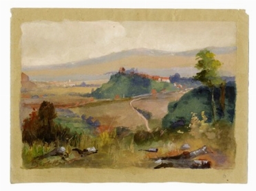  Luigi Bertelli  (San Lazzaro di Savena, 1832 - Bologna, 1916) : Campagna.  - Asta Arte Antica, Orientale, Moderna e Contemporanea [parte II] - Libreria Antiquaria Gonnelli - Casa d'Aste - Gonnelli Casa d'Aste