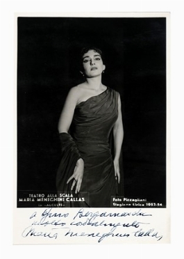  Callas Maria : Ritratto fotografico con abiti di Alceste con dedica e firma autografa.  - Asta Libri, autografi e manoscritti - Libreria Antiquaria Gonnelli - Casa d'Aste - Gonnelli Casa d'Aste