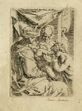  Simone Cantarini  (Pesaro, 1612 - Verona, 1648) : Sacra Famiglia con San Giovannino.  - Asta Arte Antica, Orientale, Moderna e Contemporanea [parte I] - Libreria Antiquaria Gonnelli - Casa d'Aste - Gonnelli Casa d'Aste