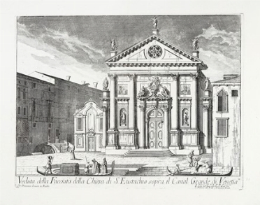  Domenico Lovisa  (1690 - 1750) : Veduta della Facciata della Chiesa di S. Eustachio sopra il Canal Grande di Venetia.  - Asta Arte Antica, Orientale, Moderna e Contemporanea [parte I] - Libreria Antiquaria Gonnelli - Casa d'Aste - Gonnelli Casa d'Aste