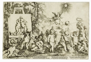  Giovanni Andrea Podest  (Genova, 1608 - Genova, ) : Allegoria con amorini, Cupido  [..]