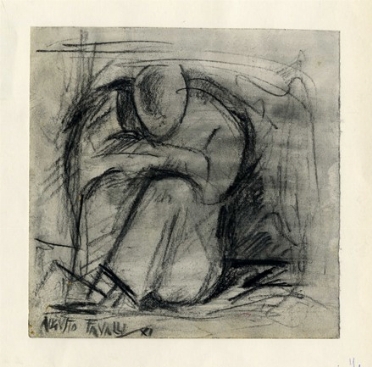  Augusto Favalli  (Milano, 1912 - 1969) : Figura seduta.  - Asta Arte Antica, Moderna  [..]