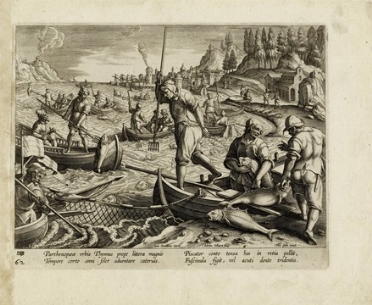  Jan Van der Straet (detto Stradano)  (Bruges, 1523 - Firenze, 1605) [da] : La pesca  [..]