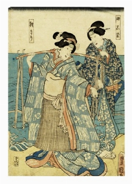  Utagawa Kunisada I (Toyokuni III)  (Edo, 1786 - 1865) : Arashi Koroku V nel ruolo  [..]