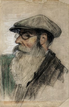  Adolfo Scarselli  (Firenze, 1866 - Pisa, 1945) : Ritratto maschile di profilo con  [..]