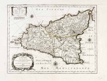  Pierre Duval  (Abbeville, 1618 - Parigi, 1683) : La Sicile Avec les anciens noms  [..]