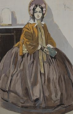 Enrico Sacchetti  (Roma, 1877 - Firenze, 1969) : Dama dell'Ottocento.  - Asta Stampe e Disegni - Libreria Antiquaria Gonnelli - Casa d'Aste - Gonnelli Casa d'Aste