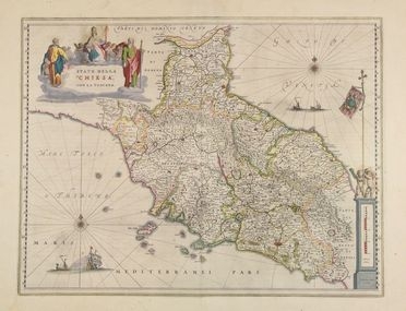  Blaeu Willem Janszoon : Stato della Chiesa, con la Toscana.  - Auction Prints, Drawings, Maps and Views - Libreria Antiquaria Gonnelli - Casa d'Aste - Gonnelli Casa d'Aste