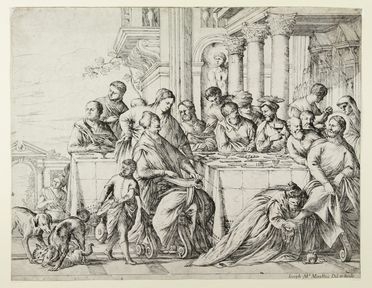  Giuseppe Maria Mitelli  (Bologna, 1634 - 1718) : Cena in casa di Simone.  - Auction Prints, Drawings, Maps and Views - Libreria Antiquaria Gonnelli - Casa d'Aste - Gonnelli Casa d'Aste