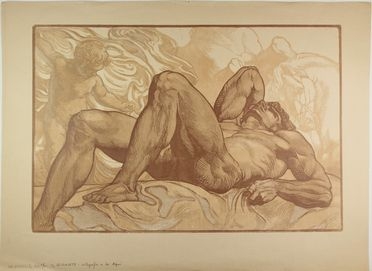  Adolfo De Carolis  (Montefiore dell'Aso, 1874 - Roma, 1928) : Il gigante caduto.  - Auction Prints, Drawings, Maps and Views - Libreria Antiquaria Gonnelli - Casa d'Aste - Gonnelli Casa d'Aste