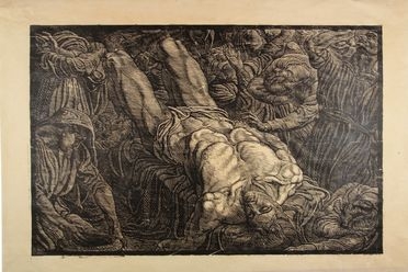  Adolfo De Carolis  (Montefiore dell'Aso, 1874 - Roma, 1928) : Cristo morto.  - Asta Stampe, disegni, carte geografiche e vedute - Libreria Antiquaria Gonnelli - Casa d'Aste - Gonnelli Casa d'Aste